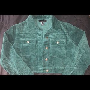 Green Forever21 Corduroy Cropped Jacket